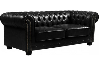 Chesterfield Black Leather 3 Seater Sofa – Antique Style Design - Sofa In Store