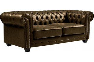 Chesterfield Antique 3 Seater Sofa – Brown Leather with Tufted Design - Sofa In Store