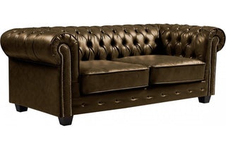 Chesterfield Antique 3 Seater Sofa – Brown Leather with Tufted Design - Sofa In Store