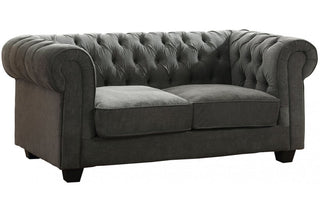 Chesterfield Grey Fabric 2 Seater Sofa – Classic Design with Tufting - Sofa In Store