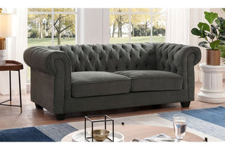 Chesterfield Grey Fabric 3 Seater Sofa - Classic Design and Comfort - Sofa In Store