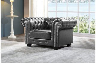 Chesterfield Antique 2+1 Seater Sofa Set in Grey Leather - Sofa In Store