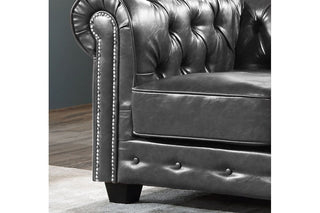 Chesterfield 2 Seater Sofa – Grey Leather Antique Design - Sofa In Store