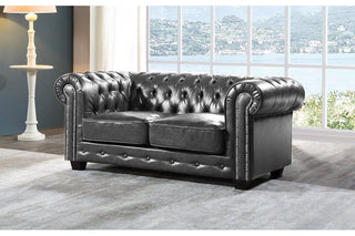Chesterfield 2 Seater Sofa – Grey Leather Antique Design - Sofa In Store