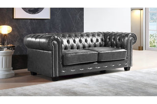 Chesterfield Antique 3+1 Seater Sofa Set – Grey Leather Classic Style - Sofa In Store