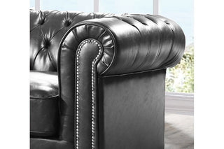 Chesterfield Antique 3+1 Seater Sofa Set – Grey Leather Classic Style - Sofa In Store