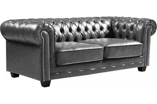 Chesterfield 3 Seater Sofa – Grey Leather Antique Design - Sofa In Store