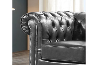 Chesterfield 3 Seater Sofa – Grey Leather Antique Design - Sofa In Store