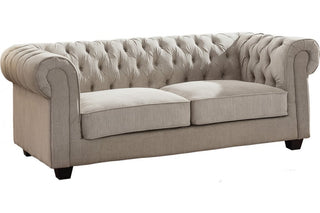 Chesterfield Natural Fabric 3 Seater Sofa – Beige with Tufted Design - Sofa In Store