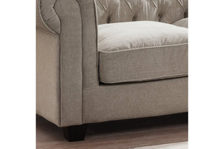 Chesterfield Natural Fabric 3 Seater Sofa – Beige with Tufted Design - Sofa In Store