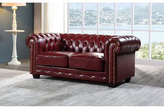 Chesterfield 2 Seater Sofa – Red Leather Antique Design