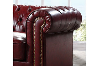 Chesterfield 2 Seater Sofa – Red Leather Antique Design