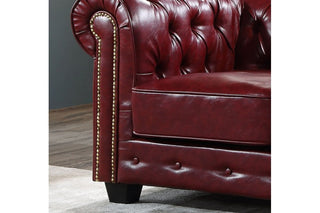 Chesterfield 2 Seater Sofa – Red Leather Antique Design