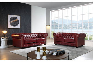 Chesterfield 3+2 Seater Sofa Set – Red Leather Antique Design