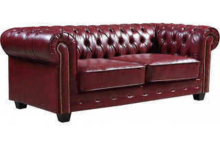 Chesterfield 3 Seater Sofa – Red Leather Antique Design