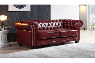 Chesterfield 3 Seater Sofa – Red Leather Antique Design