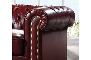 Chesterfield 3 Seater Sofa – Red Leather Antique Design