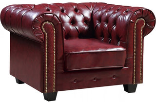 Chesterfield 2 Seater Sofa – Red Genuine Leather Antique Design