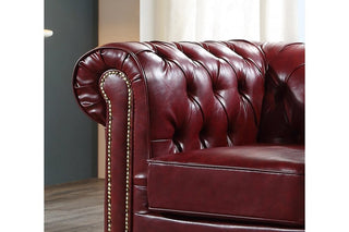 Chesterfield 1 Seater Armchair – Red Leather Antique Design