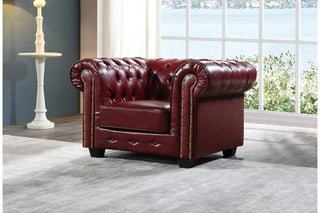 Chesterfield 1 Seater Armchair – Red Leather Antique Design