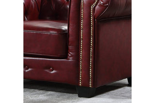 Chesterfield 1 Seater Armchair – Red Leather Antique Design