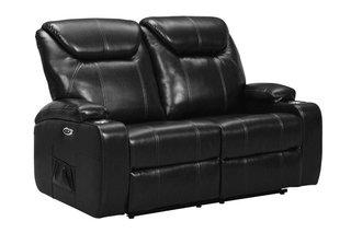Cinema Black Electric 2 Seater Leather Recliner Sofa with Cup Holders - Sofa In Store