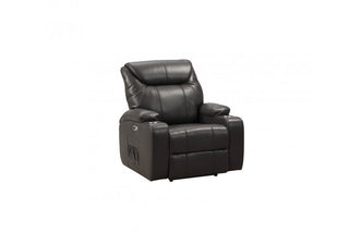 Cinema Grey 1 Seater Electric Leather Recliner Armchair with Cup Holders - Sofa In Store