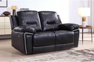 Henry Black Leather 2 Seater Sofa - Electric Recliner Design - Sofa In Store