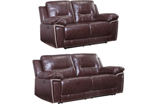 Henry Brown Leather Electric Recliner 3+2 Seater Sofa Set Black - Sofa In Store