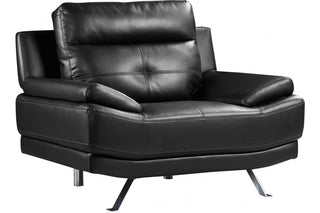 Islington Black Leather Armchair – Retro Design with Chrome Legs - Sofa In Store