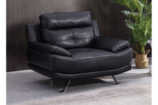 Islington Black Leather Armchair – Retro Design with Chrome Legs - Sofa In Store