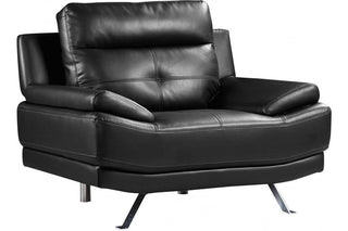 Islington Black Leather Armchair – Retro Design with Chrome Legs - Sofa In Store