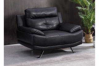 Islington Black Leather Armchair – Retro Design with Chrome Legs - Sofa In Store