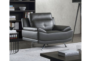 Islington Dark Grey Leather Armchair – Stylish Retro Design - Sofa In Store