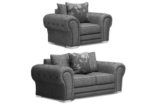 Malmo Grey Fabric 2+1 Seater Sofa Set – Stylish Chesterfield Design - Sofa In Store