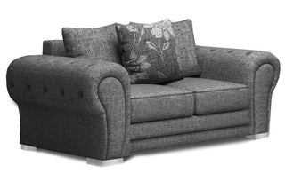 Malmo Grey Fabric 2 Seater Sofa – Chesterfield Style Design - Sofa In Store