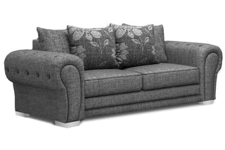 Malmo 3 Seater Sofa – Grey Fabric with Chesterfield Design