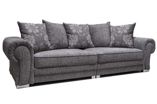Malmo Grey Fabric 4 Seater Sofa with Chesterfield Detailing