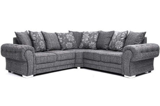 Malmo Grey Fabric Corner Sofa – Elegant Chesterfield Design - Sofa In Store