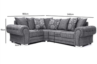Malmo Grey Fabric Left Corner Sofa – Chesterfield Style Design - Sofa In Store