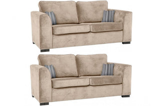 Nancy Beige Fabric 3+3 Seater Sofa Set – Stylish Chunky Design - Sofa In Store