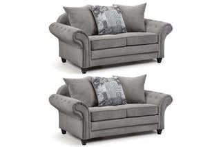 Nicole Grey Chenille Fabric 2+2 Seater Sofa Set - Chesterfield Style - Sofa In Store