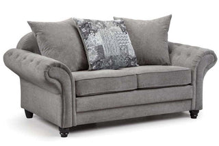 Nicole Grey Chenille Fabric 2 Seater Sofa – Stylish Chesterfield Design