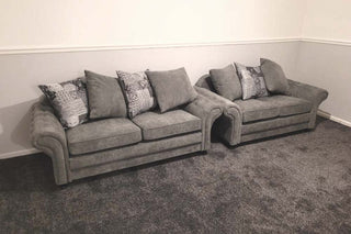 Nicole Grey Chenille Fabric 2 Seater Sofa – Stylish Chesterfield Design
