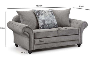 Nicole Grey Chenille Fabric 2 Seater Sofa – Stylish Chesterfield Design