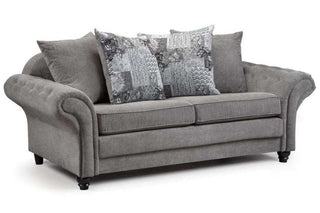 Nicole Grey Chenille Fabric 3 Seater Sofa - Chesterfield Design - Sofa In Store