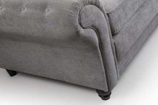 Nicole Grey Chenille Fabric 3 Seater Sofa - Chesterfield Design - Sofa In Store