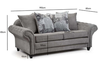 Nicole Grey Chenille Fabric 3 Seater Sofa - Chesterfield Design - Sofa In Store