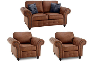 Oakland Tan Suede 2+1+1 Seater Sofa Set – Chesterfield Style - Sofa In Store