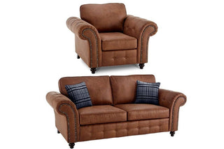 Oakland Tan Suede 3+1 Seater Sofa Set – Chesterfield Style - Sofa In Store